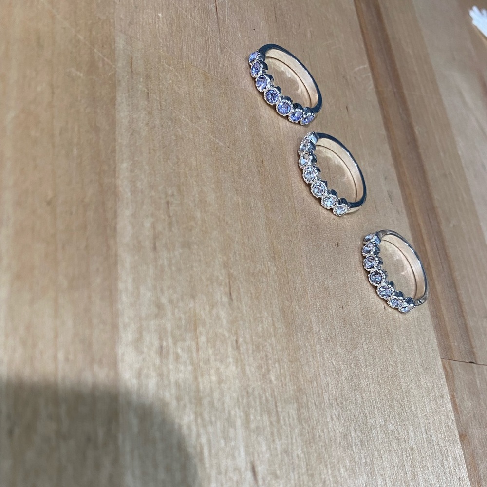 3 set sliver and blue size 7 rings
